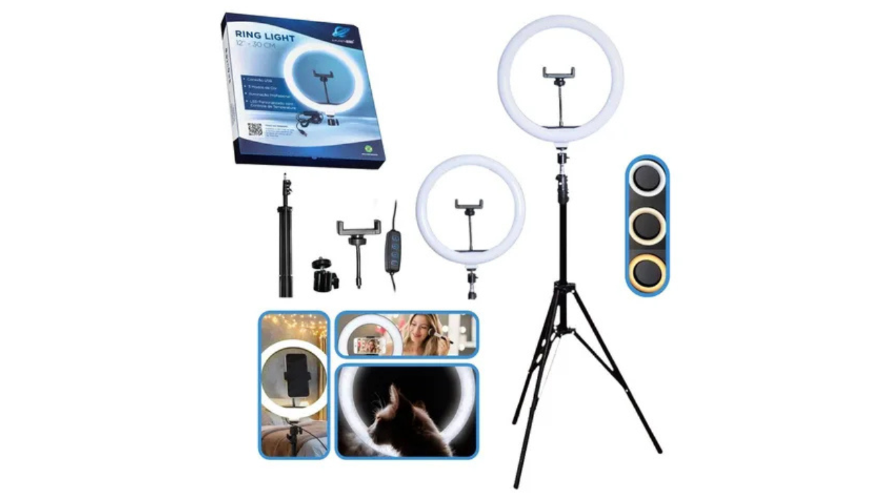 Ring Light LED com Suporte para Celular